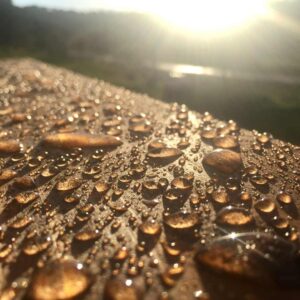 rain and sun on a deck