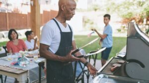 cooking bbq on deck